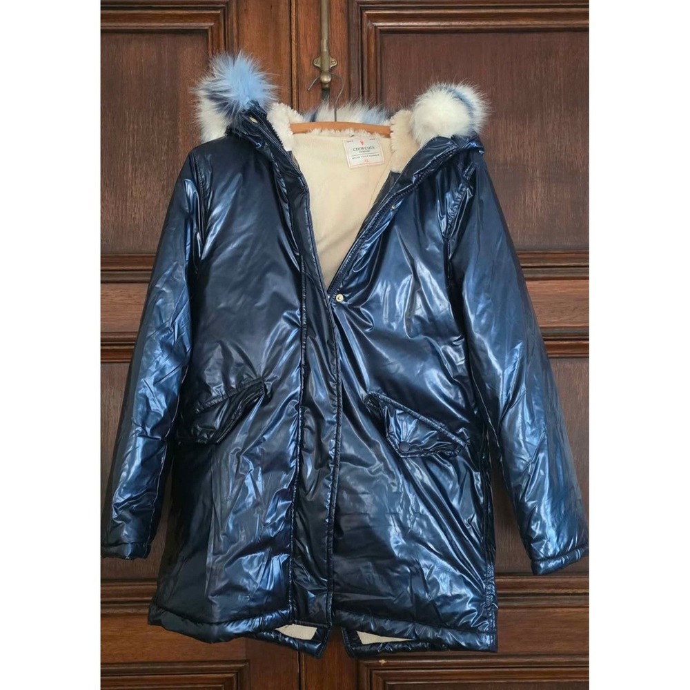 J. CREW Crewcuts Girls' Pink Parka with Removable faux‎ fur hood Size XL